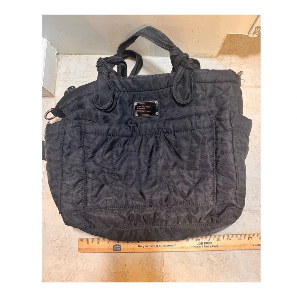 Marc by Marc Jacobs Black Quilted Nylon Tote Bag Shoulder‎ Handbag Babybag